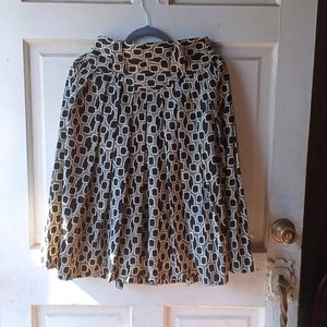 PLEATED SKIRT Black and Cream Art Deco Design size Medium